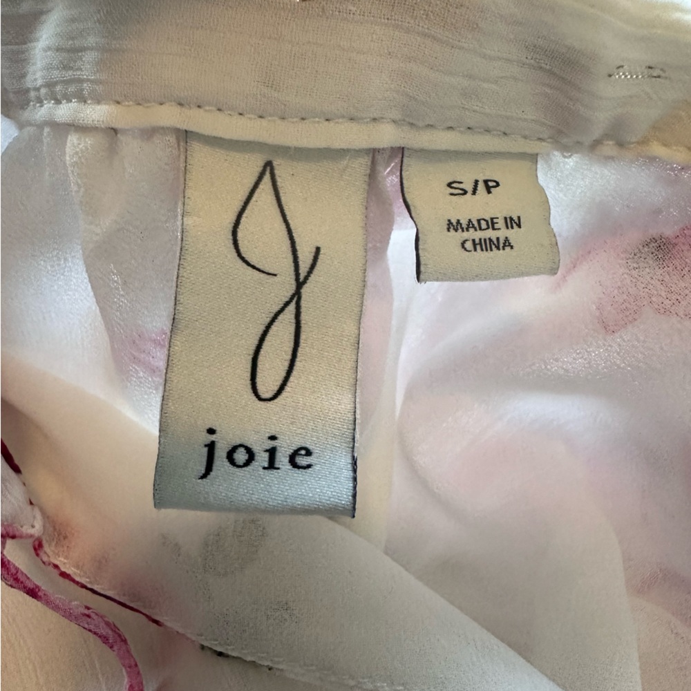 Joie Cream Sheer Blouse with Pink Rose Print - Picture 2 of 5